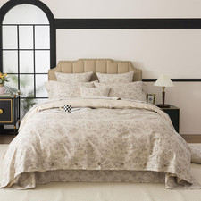 King/Cal King Size Mocha Floral Duvet Cover Set   3-Piece 100 Cotton Vintage Bo