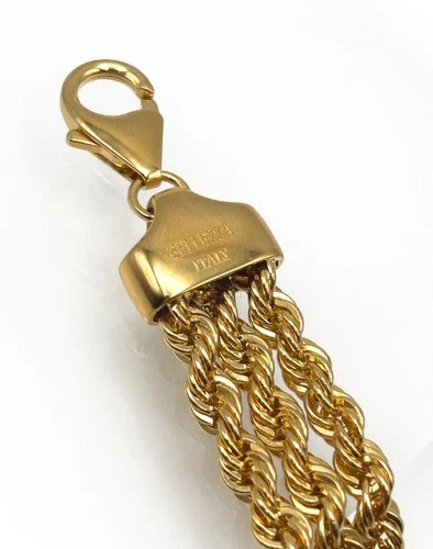 BELLEZZA Two-Tone Lira Coin 3-Row Rope-Link Chain Bracelet - Sm - NWT image 9