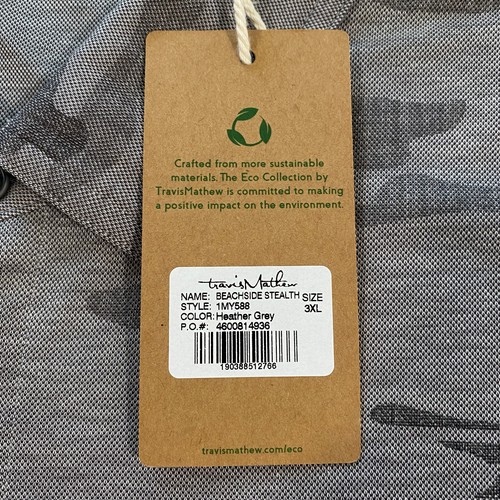 Travis Mathew Beachside Stealth Camo Polo Shirt Adult 3XL Gray Palms Pima Golf - Picture 8 of 22