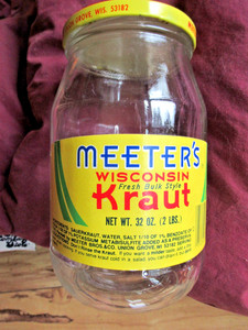 Vintage Original Meeter's Brothers Wisconsin Kraut  2lb glass jar w/lid
