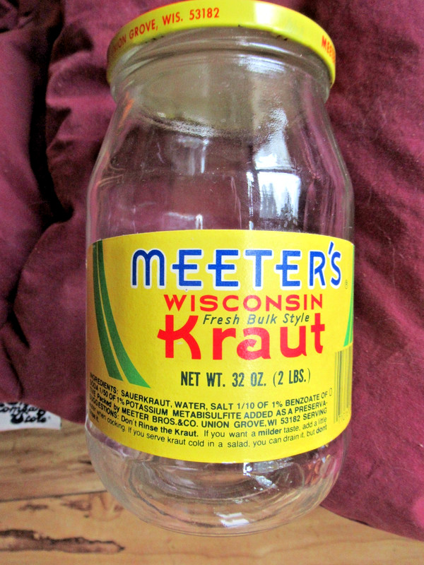 Vintage Original Meeter's Brothers Wisconsin Kraut  2lb glass jar w/lid