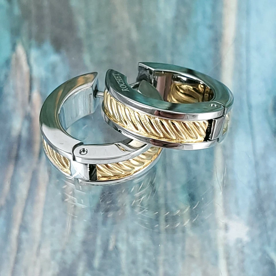 Pendientes Rochet Bijoux Acero Inoxidable Techno-Cable Dos Tonos Foto 4 de 4