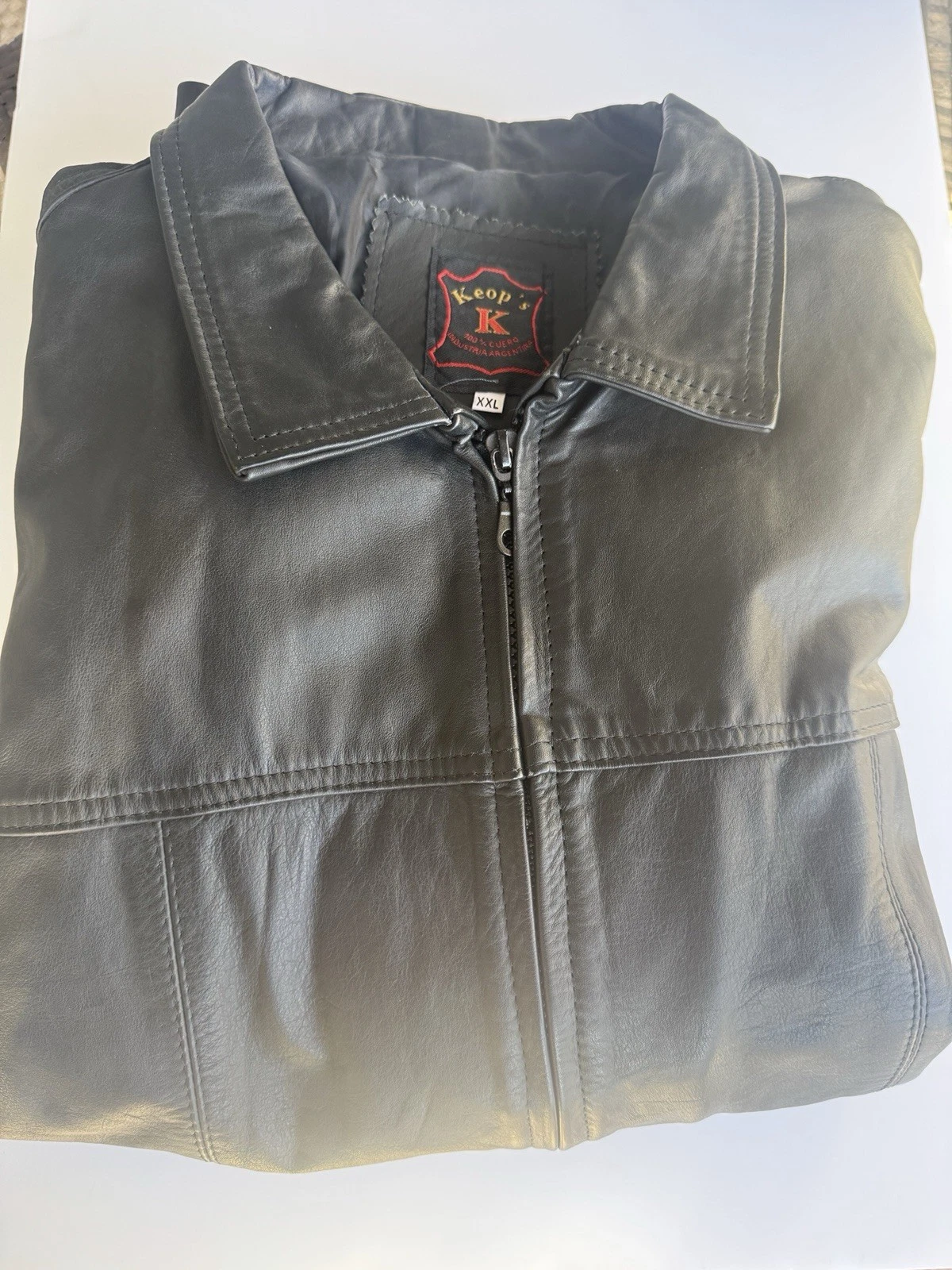 Men’s Genuine Argentinian Leather Jacket Zipper XXL Black – Handcrafted Vintage image 4