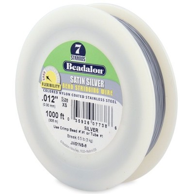 Beadalon 7 Strand Stainless Steel Bead Stringing Wire, 0.012in/0.30mm, Satin