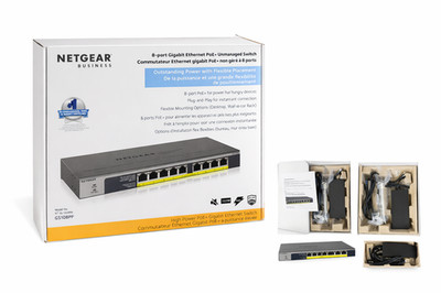 NETGEAR GS108PP 8 Port Gigabit Ethernet PoE+ Unmanaged Switch   Great Condition