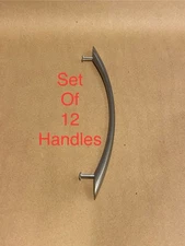 12pc 224mm Tapered Bow Silver Brushed Satin Nickel Drawer Door Pull Handle