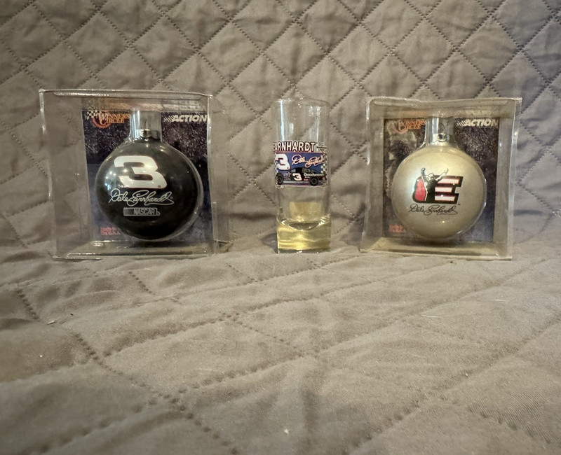 NASCAR Dale Earnhardt #3 Christmas Round Hanging Ornaments Set of 2 Black/Silver