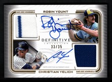 Christian Yelich/Robin Yount 2023 Topps Definitive #DAR-YY Dual Relic /35 Auto