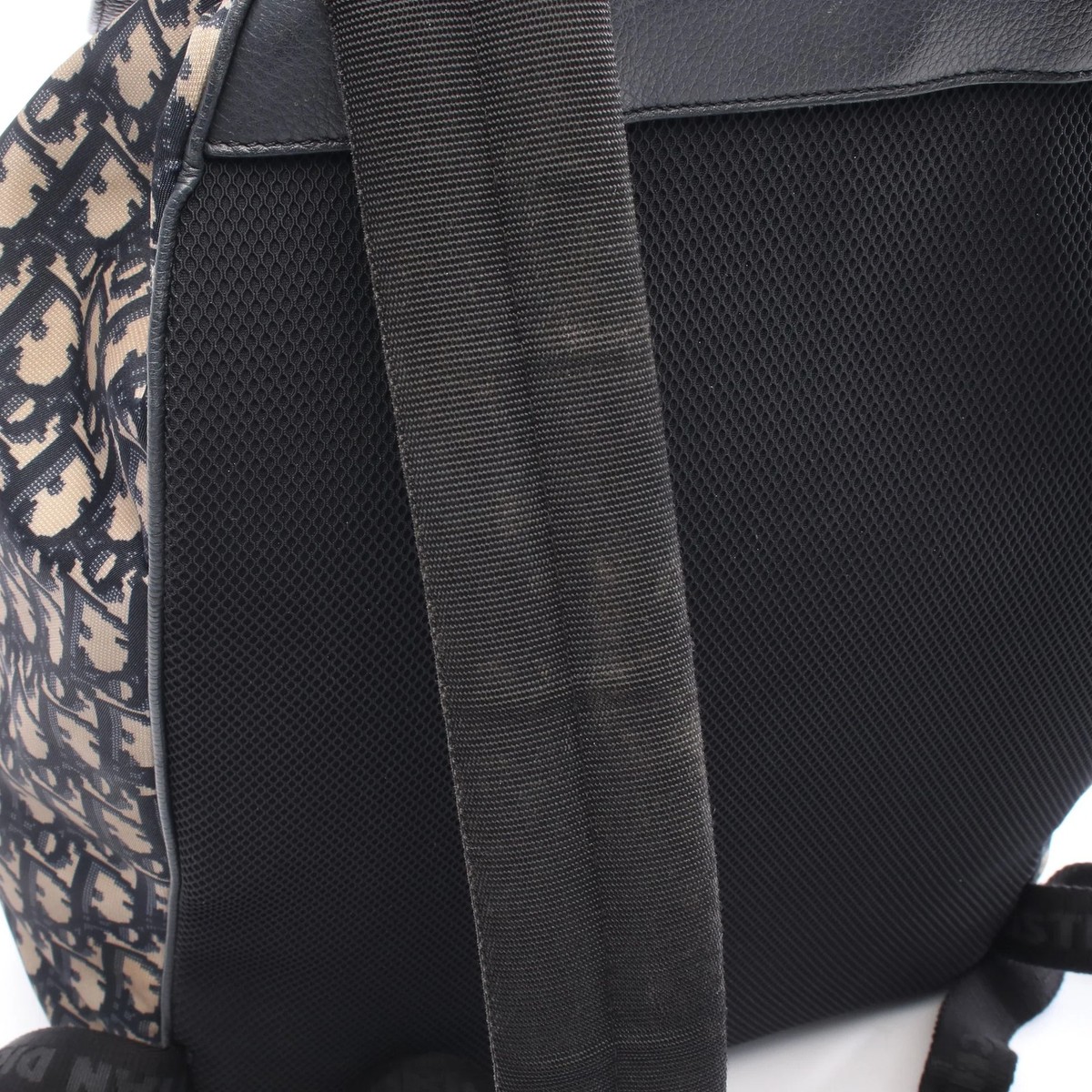 Christian Dior Backpack Backpack Oblique Beige Navy Nylon Leather Oblique CHRISTIAN DIOR || Saddle Backpack Beige / Black Dior Oblique  main image 3