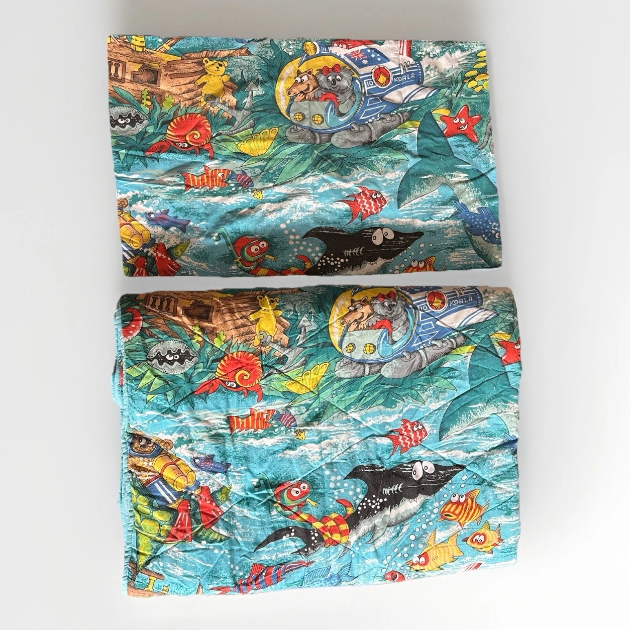 Vintage 1980s Michael Salmon Kids Sleeping Bag Blanket + Pillowcase 176cm