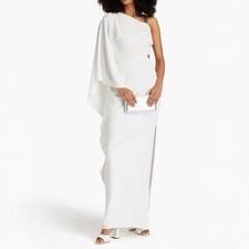 HALSTON One-Sleeve Embellished Draped Crepe Gown US2 NWT