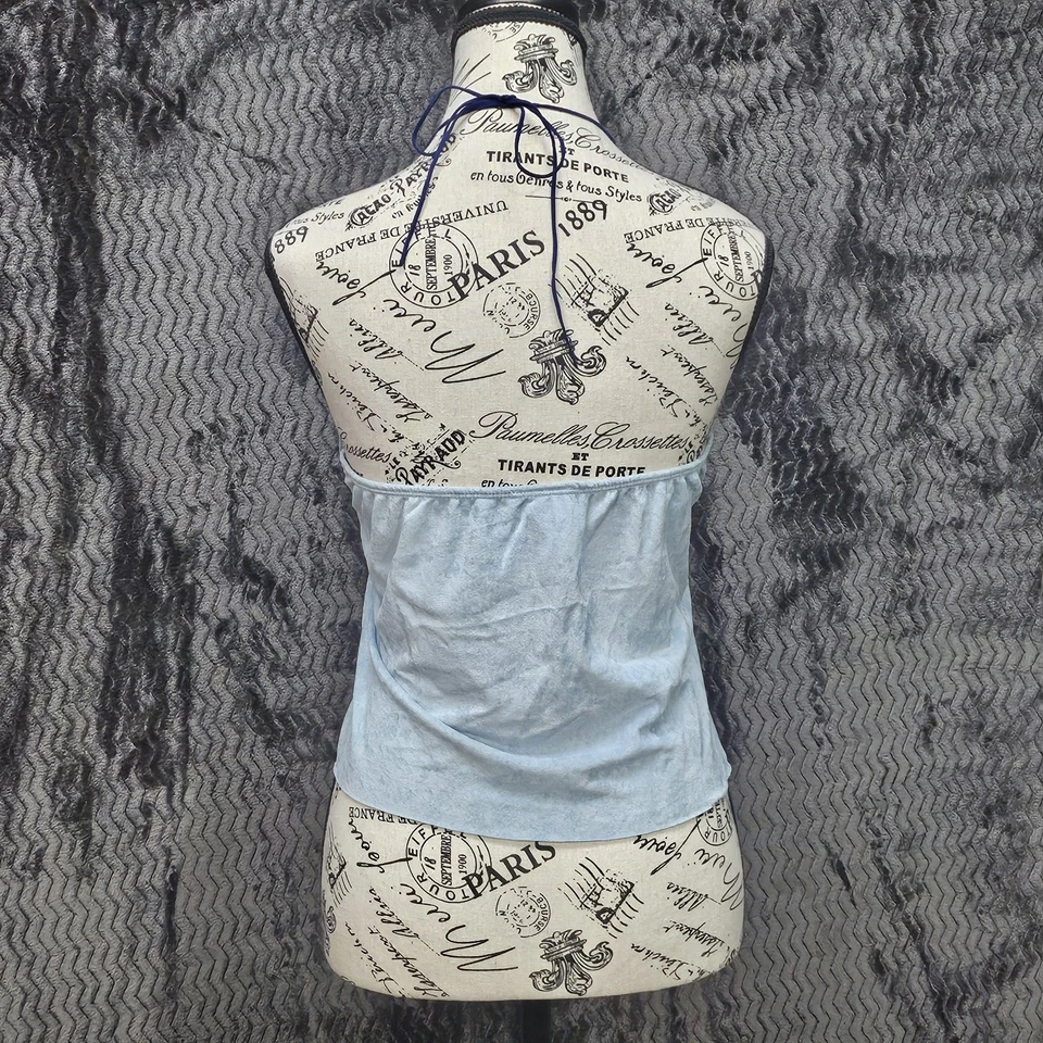 Vtg Y2K Halter Top Juniors M Paisley Suede 90s Boho Fairy Tattoo Festival READ!! - Image 2 of 4