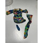 TLC Vintage Barbie Mini Prints #1809 60s Multi Color Jersey Mini Dress Hose Shoe