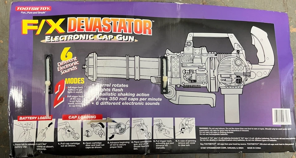 TootsieToy FX Devastator Electronic Cap Gun Shoots Roll Caps Vintage Rare Works - Image 2 of 2