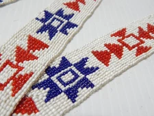 VINTAGE ANTIQUE USA WOODLANDS INDIAN LOOM BEADED HAT BAND / SASH VALLERO STAR1