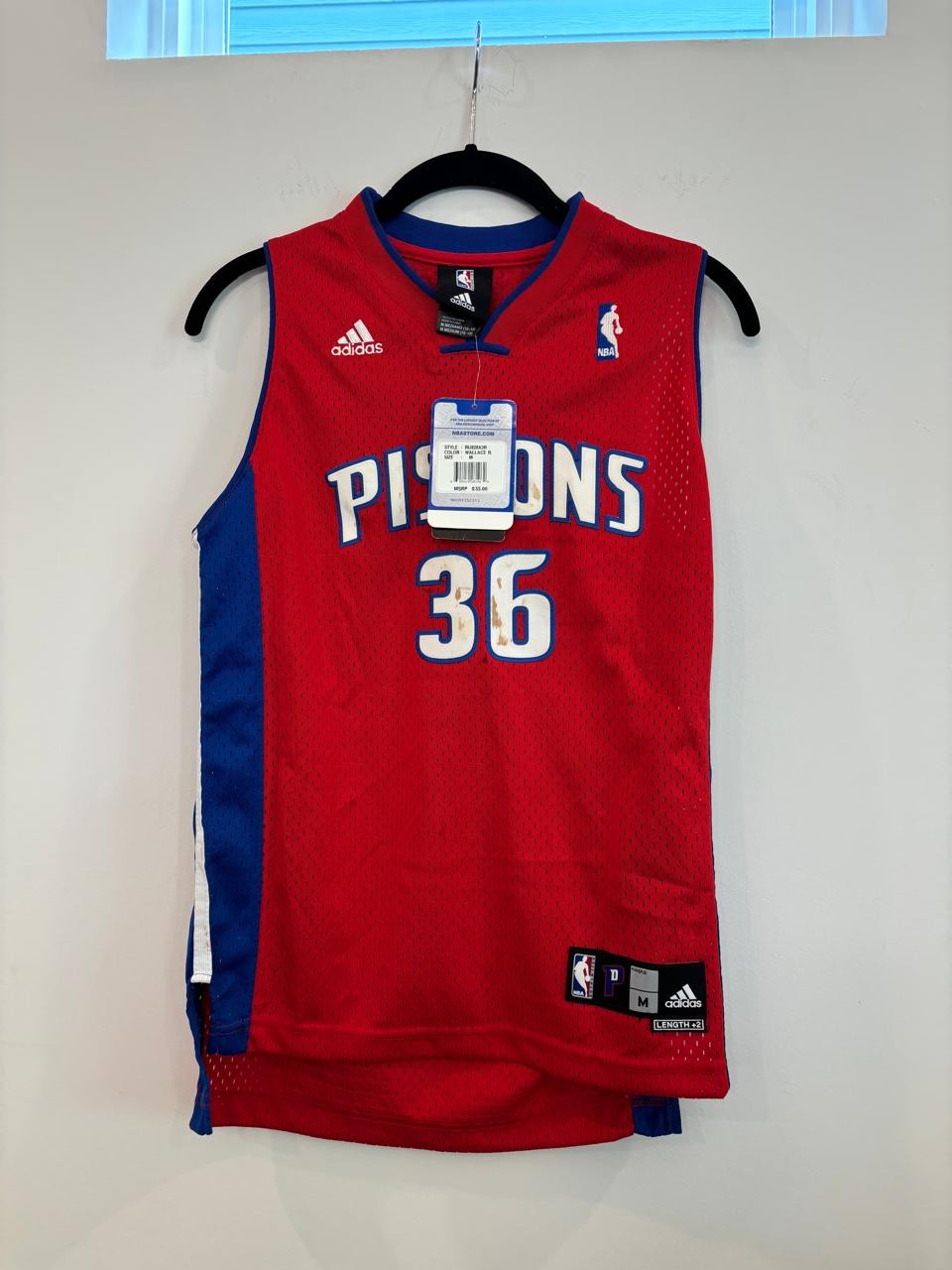 Rasheed Wallace #36 Detroit Pistons Adidas Jersey Youth M NWT Stains #A56