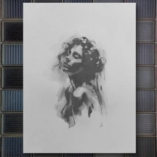 Original 8x10 Female Woman   Portrait  Watercolor Painting Sketch