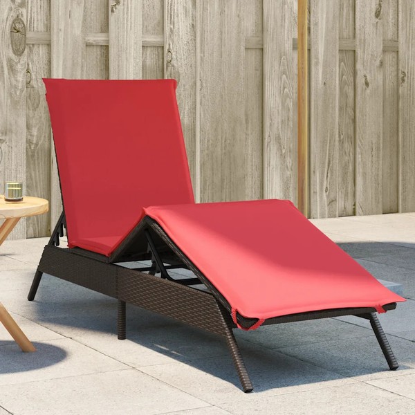 Sonnenliege Mit Kissen Polyrattan Braun Gartenliege Outdoor Terrasse-image