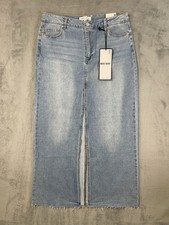 New Almost Famous Skirt Womens Medium Blue Light Wash Denim Maxi Skirt Slit