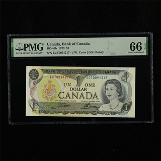 Banco de Canadá 1973 BC 46b 1 dólar PMG 66 EPQ gema UNC