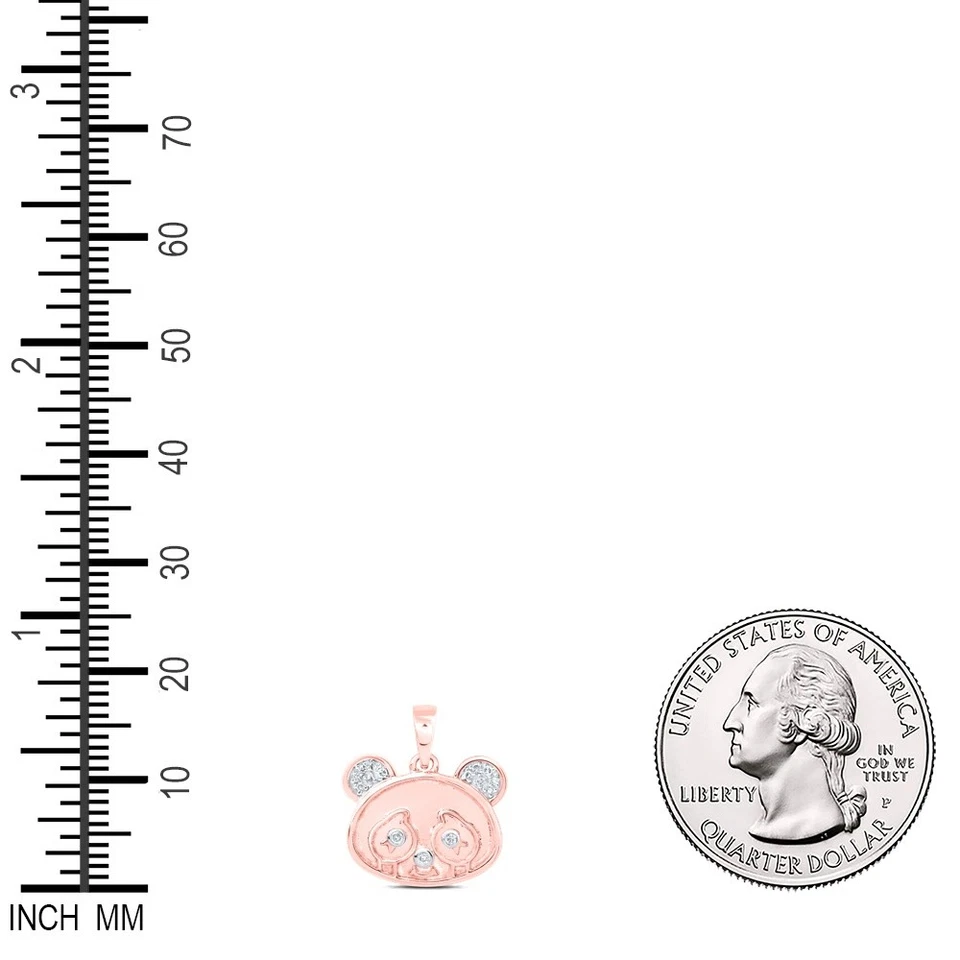 0.05 Ctw Natural Diamond Panda Head Animal Pendant 10k Rose Gold - Image 2 of 2