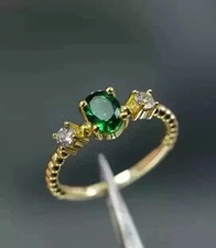 2.20 Ct Lab-Created Emerald Oval Cut Women's Wedding Ring 14k Yellow Gold Plated