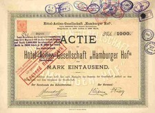 Hotel AG Hamburger Hof 1881 Jungfernstieg Hugo Stinnes Mülheim Ruhr Akcja założycielska