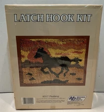 Vintage National Yarn Crafts Latch Hook Kit R517 Mustang Horse 20"x 27"