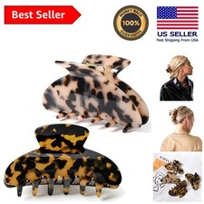 Luxury 2PCS Leopard Print Hair Claw Clips - Durable Tortoise Design for Parties
