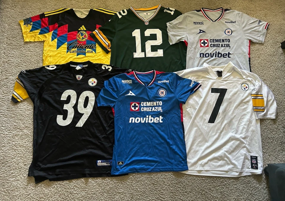 Lote de SEIS (6) camisetas de fútbol/fútbol grandes y altas | fila superior 3XL fila inferior 2XL Foto 3 de 3