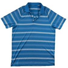Oakley Mens Small Hydrolix Polo Shirt Regular Fit Striped Blue Athletic Golf
