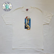 Vintage 90s Hook Ups T-shirt: Blonde Twin Tailed Woman High Kicking Bob Cut  (L)