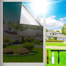 One Way Privacy Window Film Sun 17.5 Inch x 78.74 Inch, Black-silver 