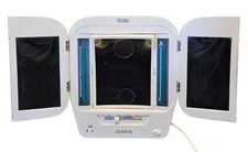 NEW! JERDON Tri-Fold Lighted Makeup Mirror White JGL9W 5X Magnify