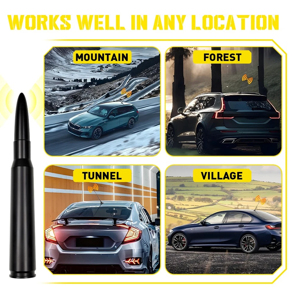 Mastro de antena curto estilo bala preto 4,25 polegadas para Chevy Silverado e GMC Sierra - Imagem 4 de 4