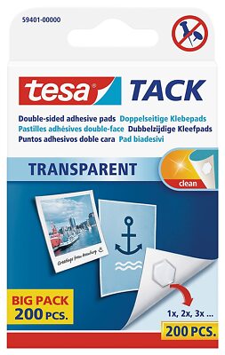 tesa doppelseitige Klebepads TACK / Transparente Klebestreifen zum Aufhängen an 