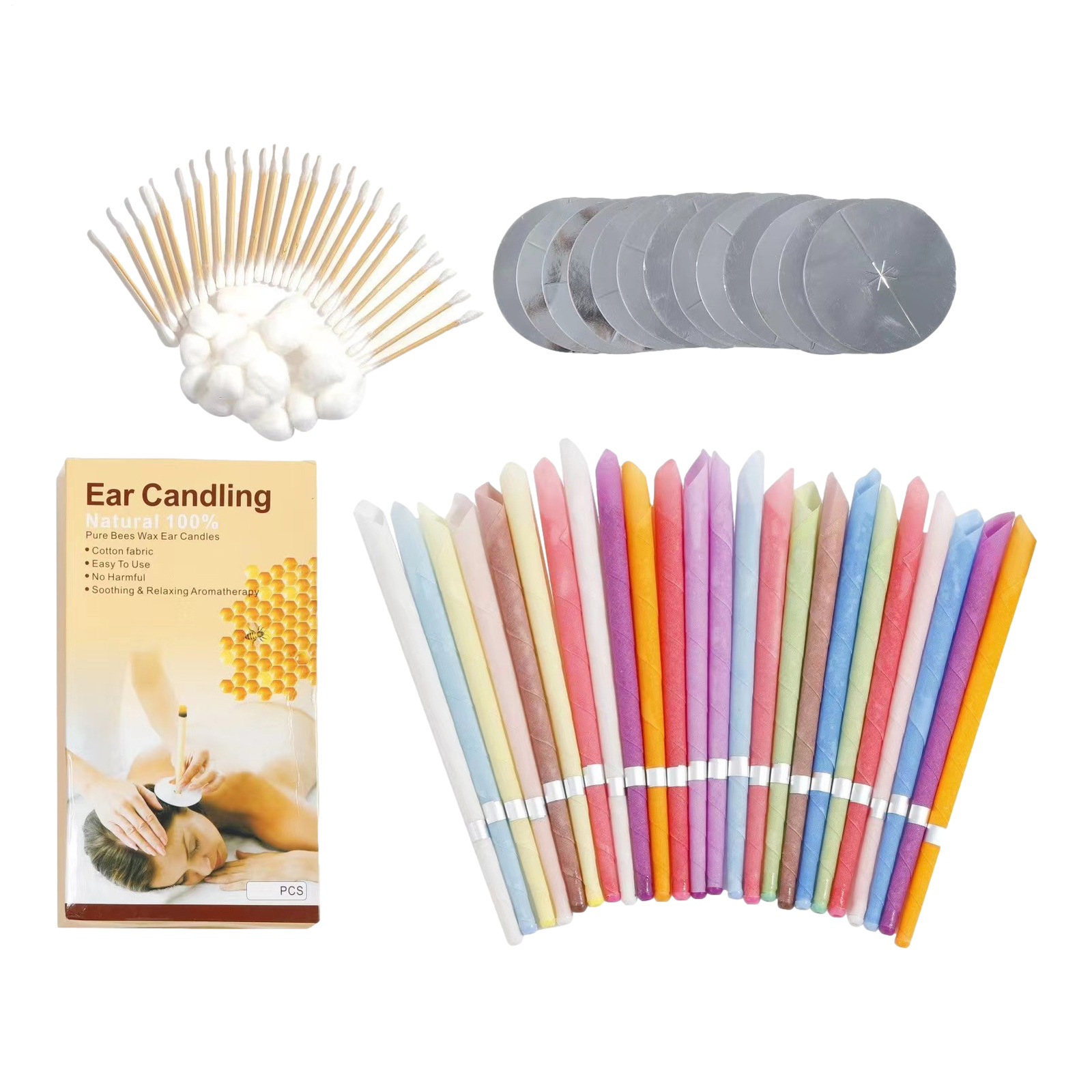 24PCS Ear Wax Removal Ear Care Candling Kit Natural Beeswax Ear Cleaner 