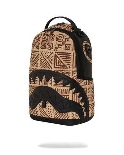 SPRAYGROUND LIMITED EDITION BACKPACK PALM MIRAGE SHARK RAFFIA AFRICA BLACK BEIGE - Picture 9 of 15