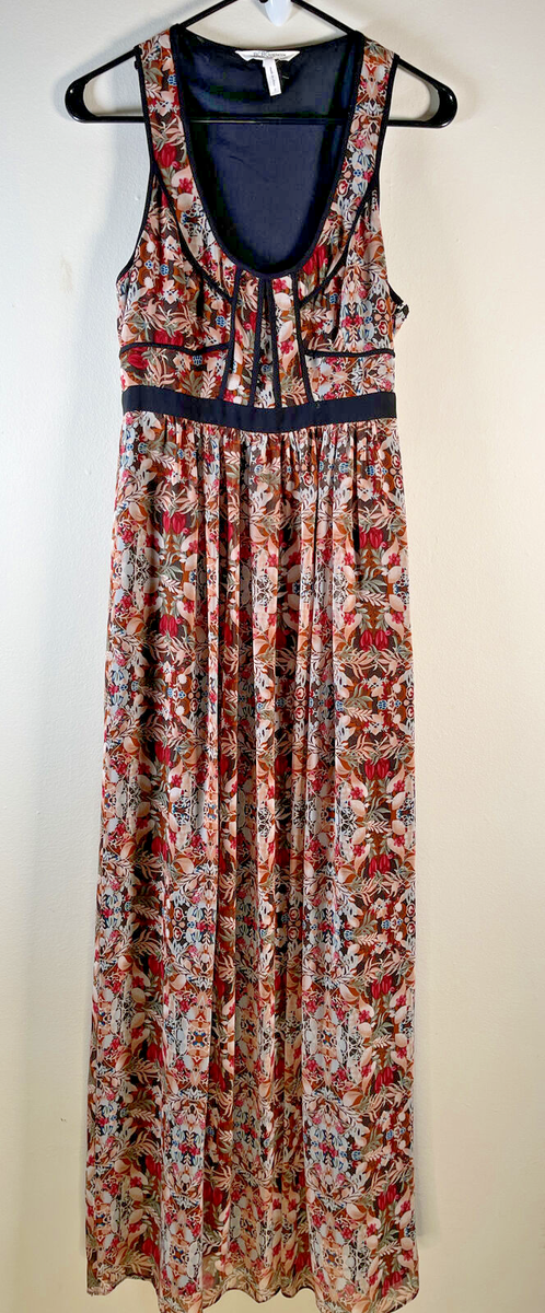bcbg maxi dress women's 2 boho festival floral lined wedding peasant