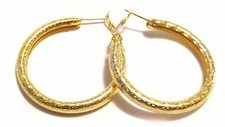 SHINY GOLD OR SILVER TONE TUBE HOOP EARRINGS 2.75 INCH HOOP ROUND EARRINGS