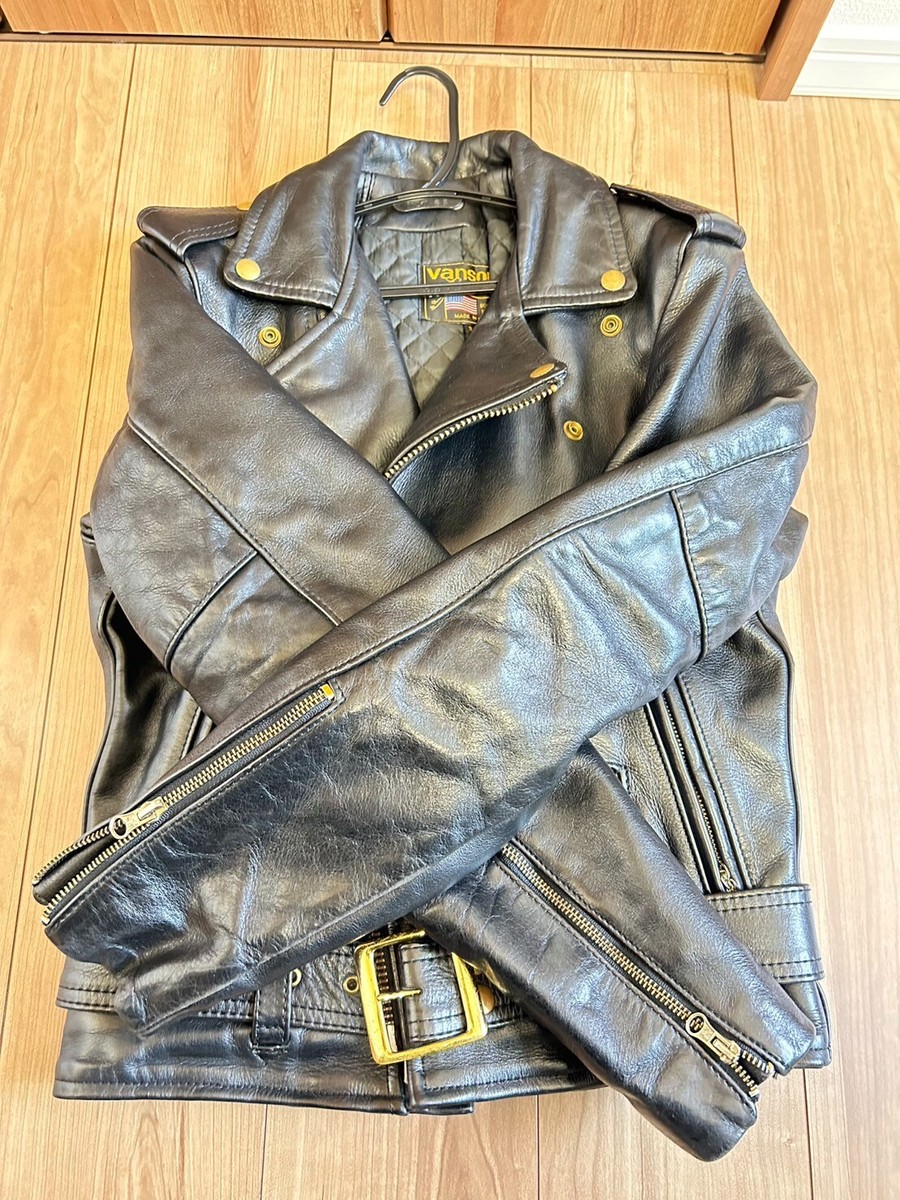 VANSON Leather Jacket C2 Double Riders Jacket Black Men Size VANSON Leather Jacket C2 Double Riders Jacket Black Men Size
