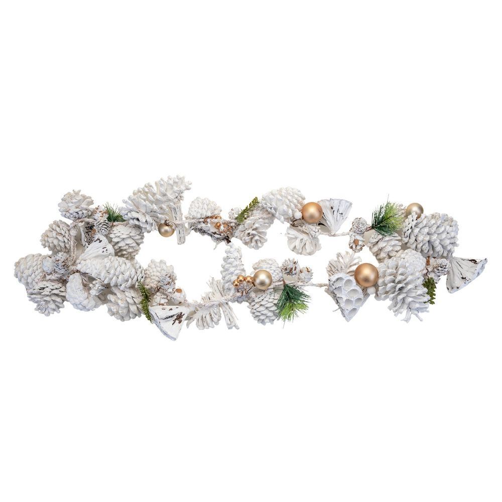 Christmas White Woodland Pinecone Garland | Festive Decoration | XMAS