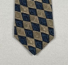 Kenneth Cole Neck Tie Black Gray Blue Windowpane 100 Silk 58  L x 3.5  W USA