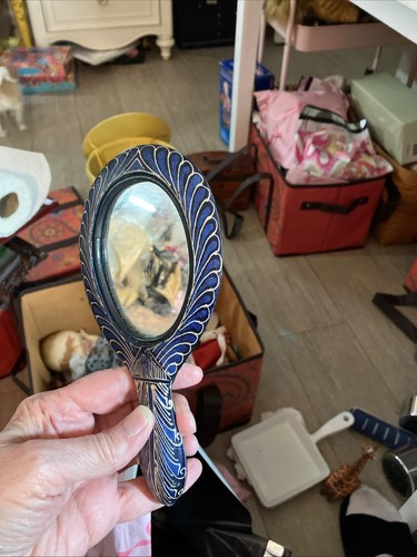 Hand-carved and Hand Painted Wood Mirror 2x3.5 Painted Face - Picture 2 of 2