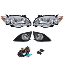 Labwork Pair Halogen Headlight Amber Corner&Fog Lights Kits For 2009-10 Corolla