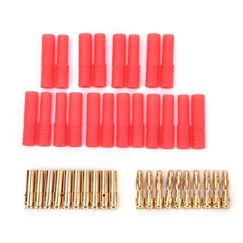 10 pack HXT 4mm bullet banana plugs with red housing for RC connector AM-1009 ZJ - Picture 4 of 8