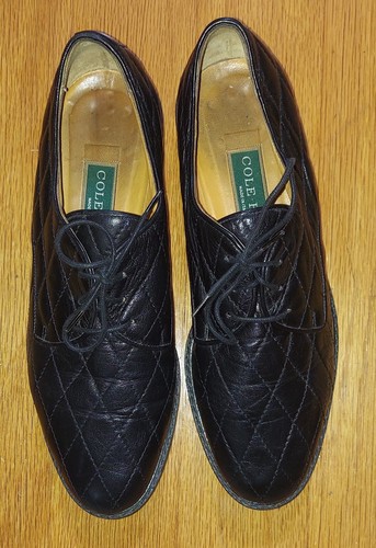 COLE HAAN FB315 WOMEN'S QUILTED BLACK LEATHER OXFORDS SIZE 8 B MADE IN ITALY - Picture 4 of 14