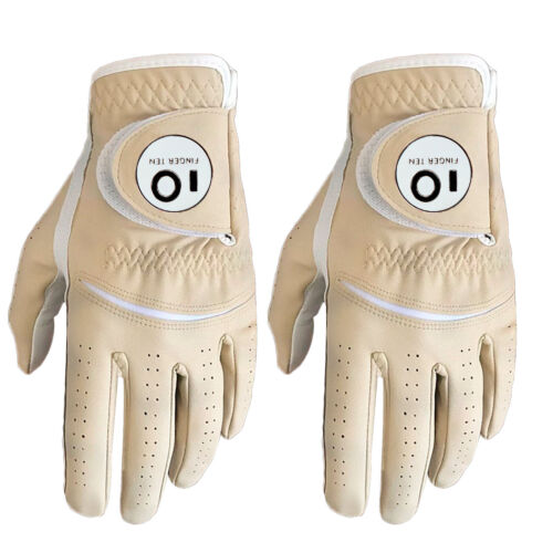 Mens Golf Gloves Left Hand with Ball Marker 2 Pack All Weather Grip Leather AU - Picture 2 of 12