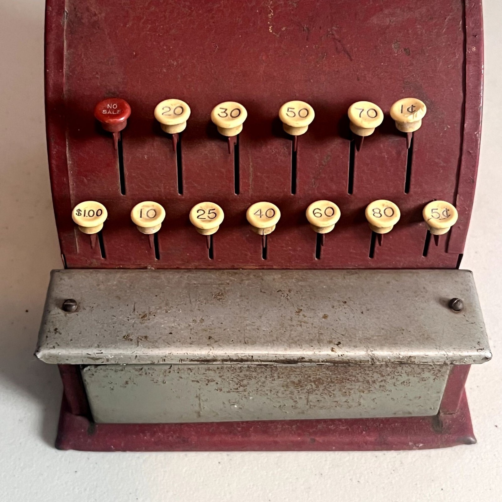 как выглядит Vintage Tom Thumb Red Metal Toy Cash Register 1950s Vintage Toy фото