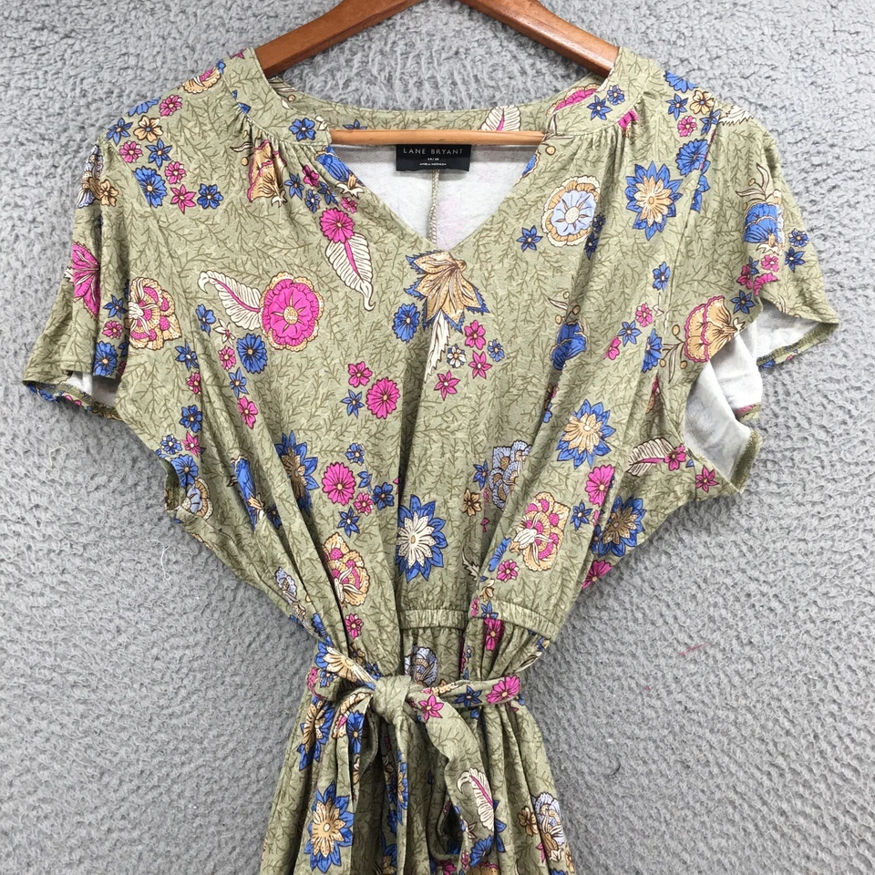 Lane Bryant Dress Womens 14/16 V-Neck Flutter Sleeve Tie Multicolor Pullover - Image 3 of 4